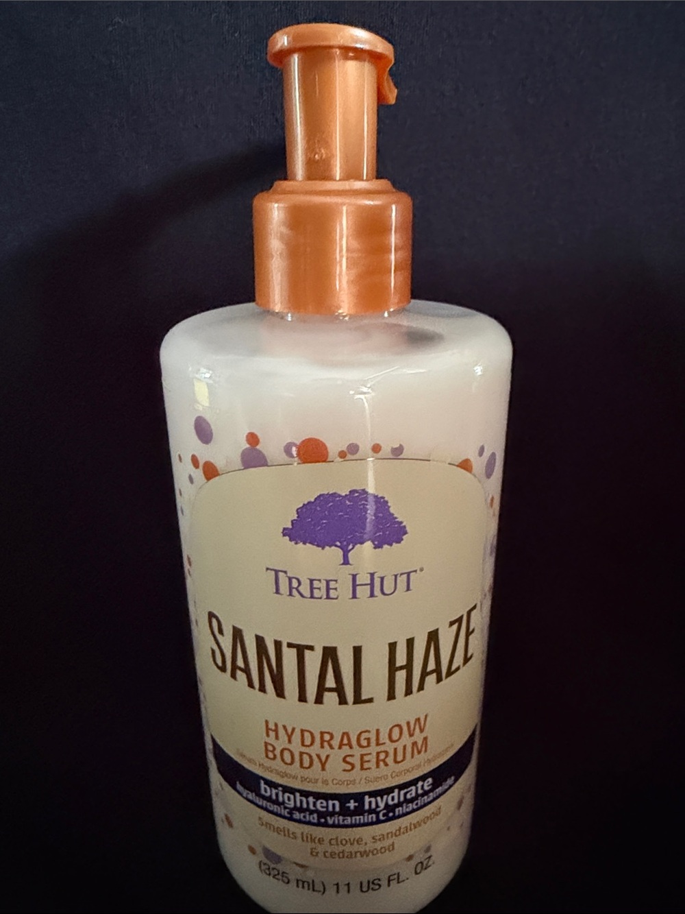 Tree Hut Santal Haze Hydraglow Body Serum - Cream & Copper Pump